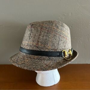 Old County Road Tweed Brown Horsebit Plaid Fedora Hat One Sze Academia Preppy